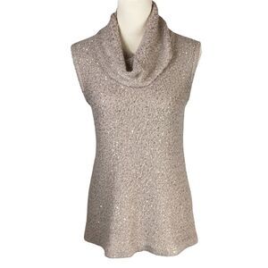 Preston and York beige‎ sleeveless sweater top with embedded sequins, size med